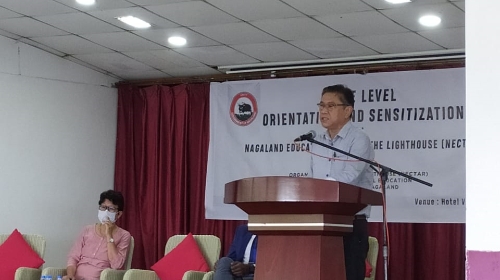 Advisor, School Education, Government of Nagaland delivering a speech at the State Level Orientation