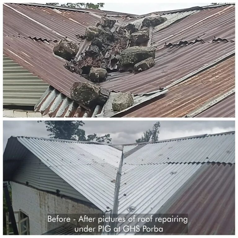 Roof repair & floor plastering under PIG at GHS Porba